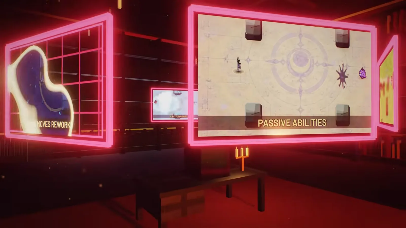 La tarjeta de Empress 2.0 que presenta las habilidades pasivas sobre una arena de combate muy iluminada