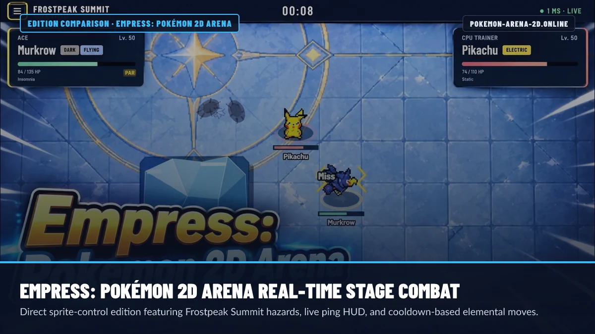 Empress Pokemon 2D Arena Frostpeak Summit Quick Battle 1ms live HUD screenshot